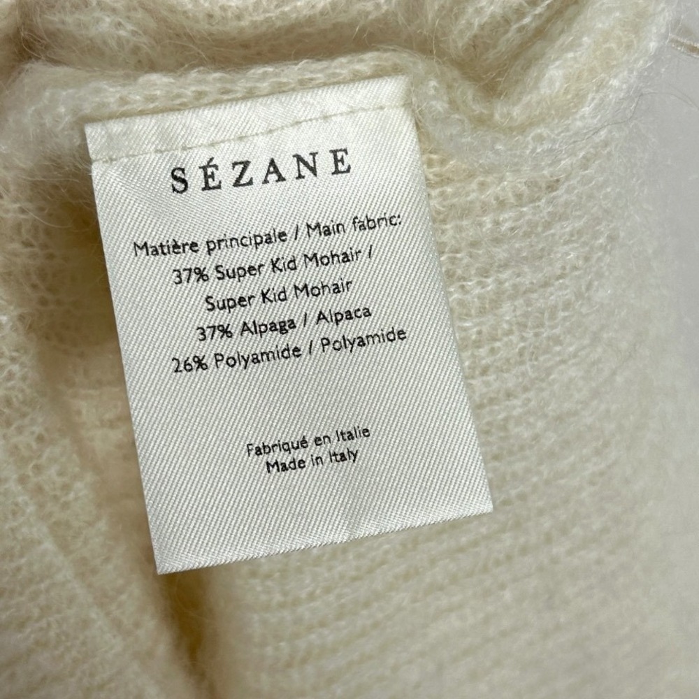 Sezane Gaspard Kid Mohair Alpaca Reversible Knit Sweater Ecru Cream Size Large - Picture 10 of 16